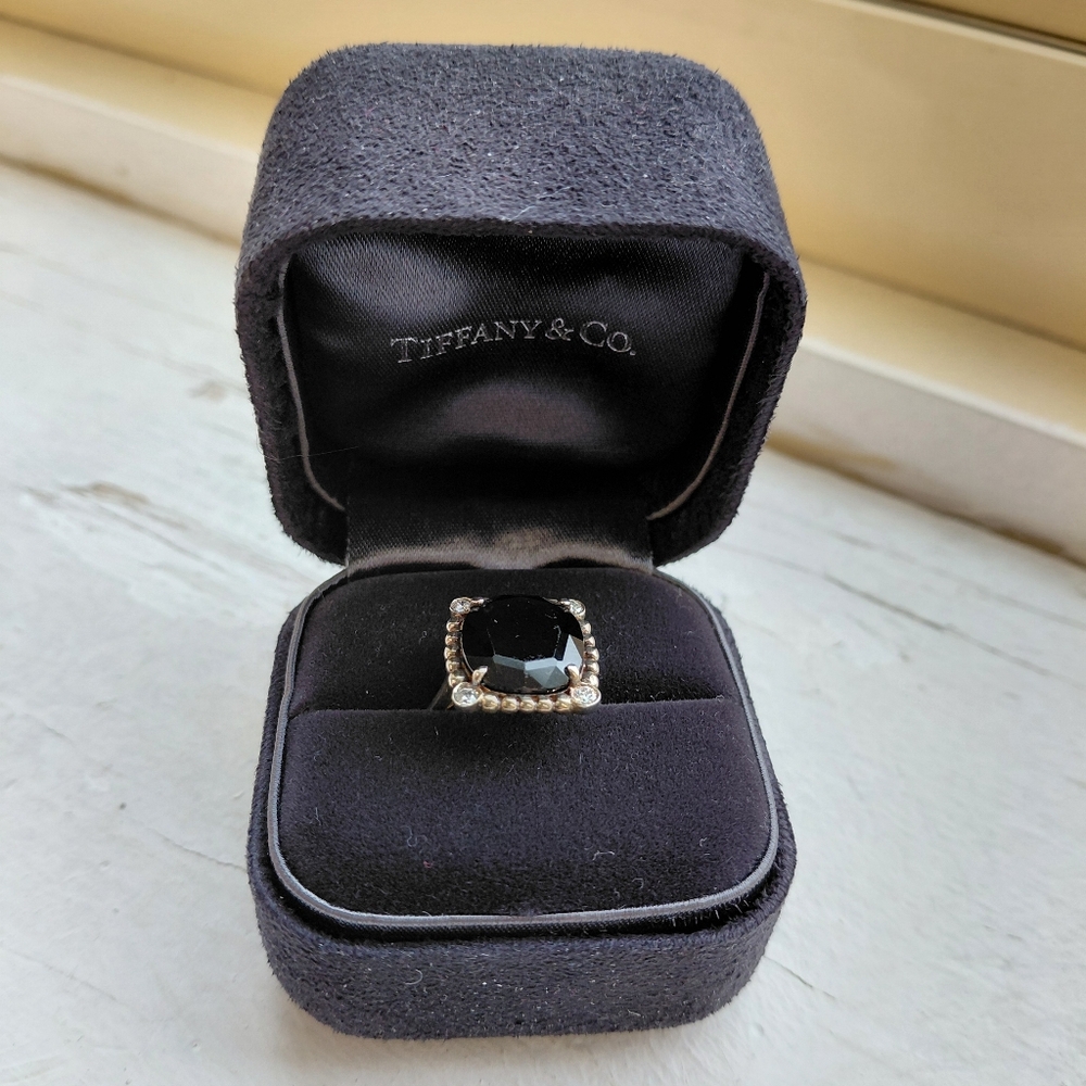 Tiffany Diamond Silver Spinel Black Onyx Ziegfeld Ring